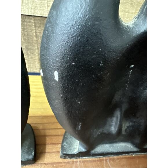 Vintage Pair of Heavy Black Cast Iron American Bald Eagle Book Ends Door Stops - Picture 7 of 9